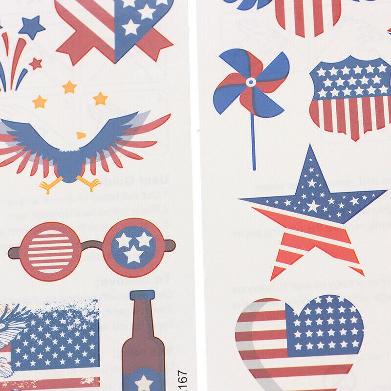 Fourth of July Temporary Tattoos Independence Day Tattoo Stickers Decals .l8