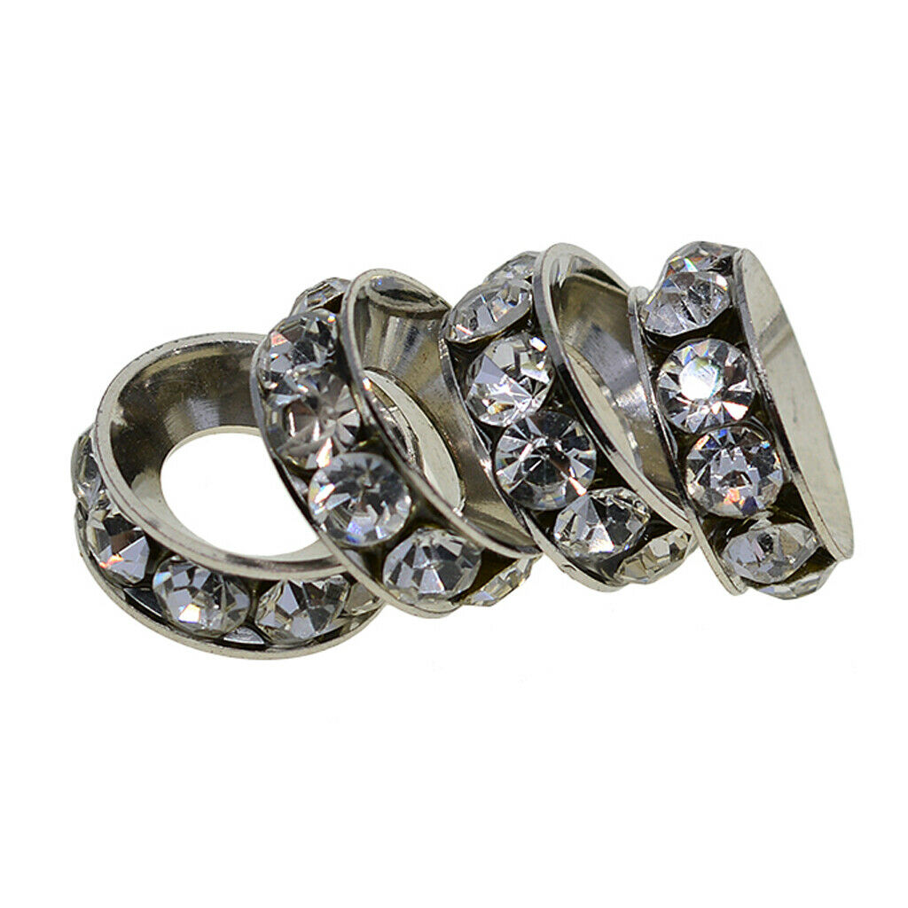 20Pcs Plated Alloy Rhinestone Stopper Rings Spacer Beads for Jewelry Making