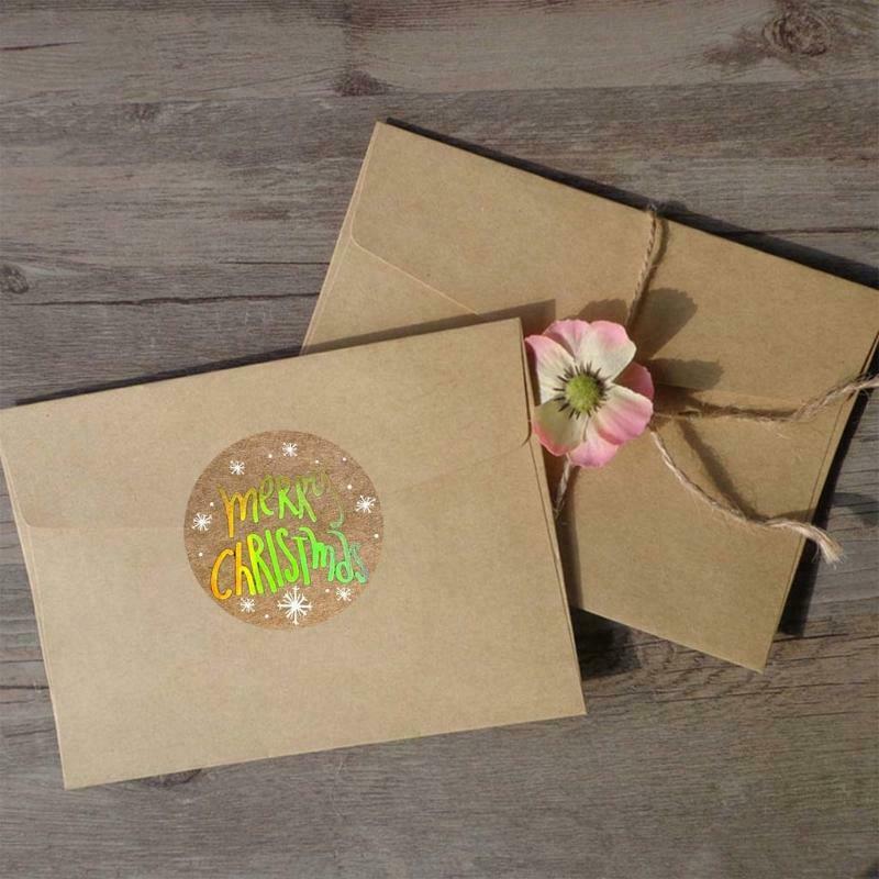 500pcs Round Merry Christmas Thank You Stickers Gift Package Seal Labels Decor