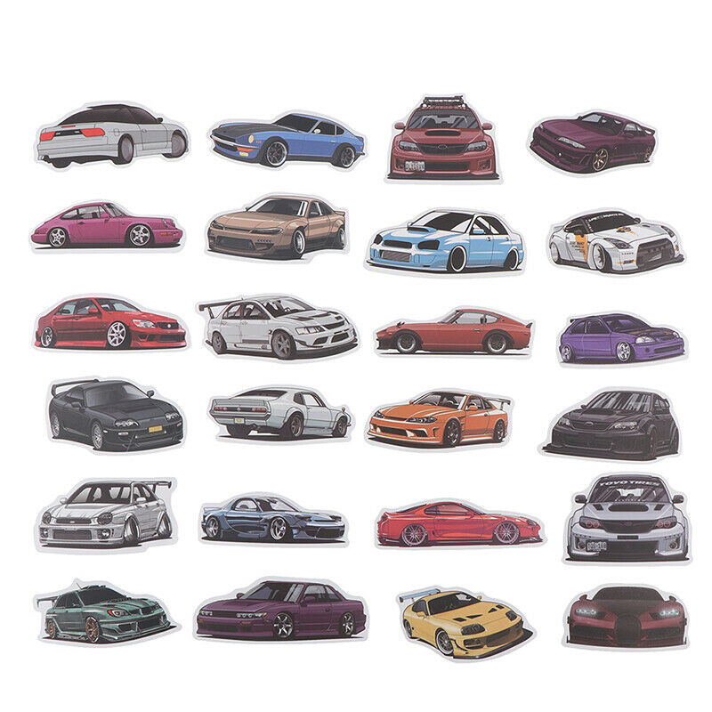 50pc Cartoon Modified Performance Car Stickers Snowboard Laptop Luggage G.l8