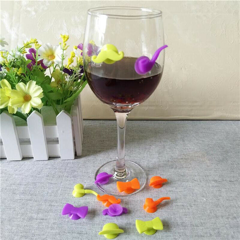 12Pcs/bag Silicone bag Cup Wine Glass Charm Gift Label Wine Glasses Mark.l8