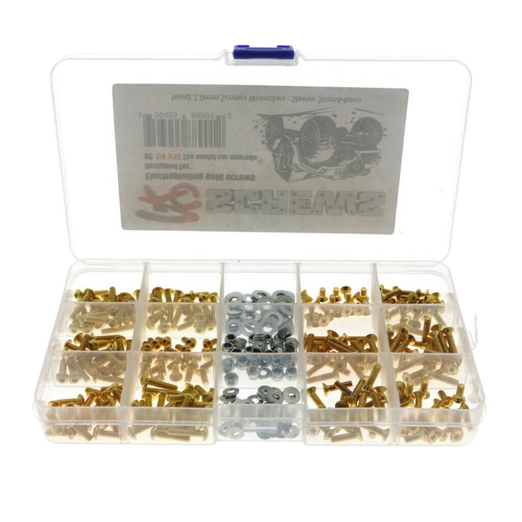 Lots 330 Golden 1/8 RC Car Screws Set Vehicle Tool Screws Kit Replacement