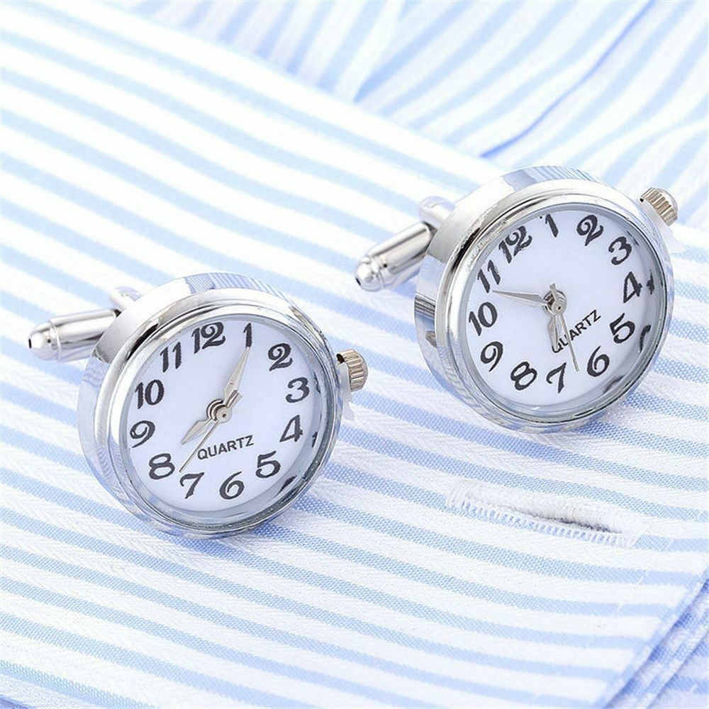 Stylish Gentleman Jewelry Brass Novelty Clock Cufflinks Cuff Links Wedding 2PCS