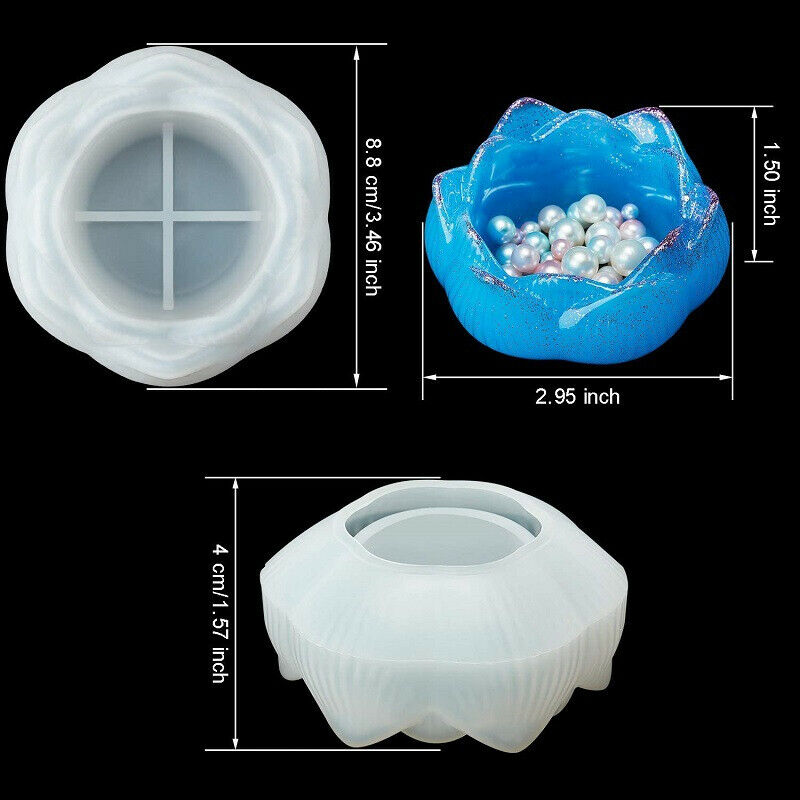 Transparent DIY Ashtray Mold Lotus Candle Holder Storage Box Mould Crafts.l8