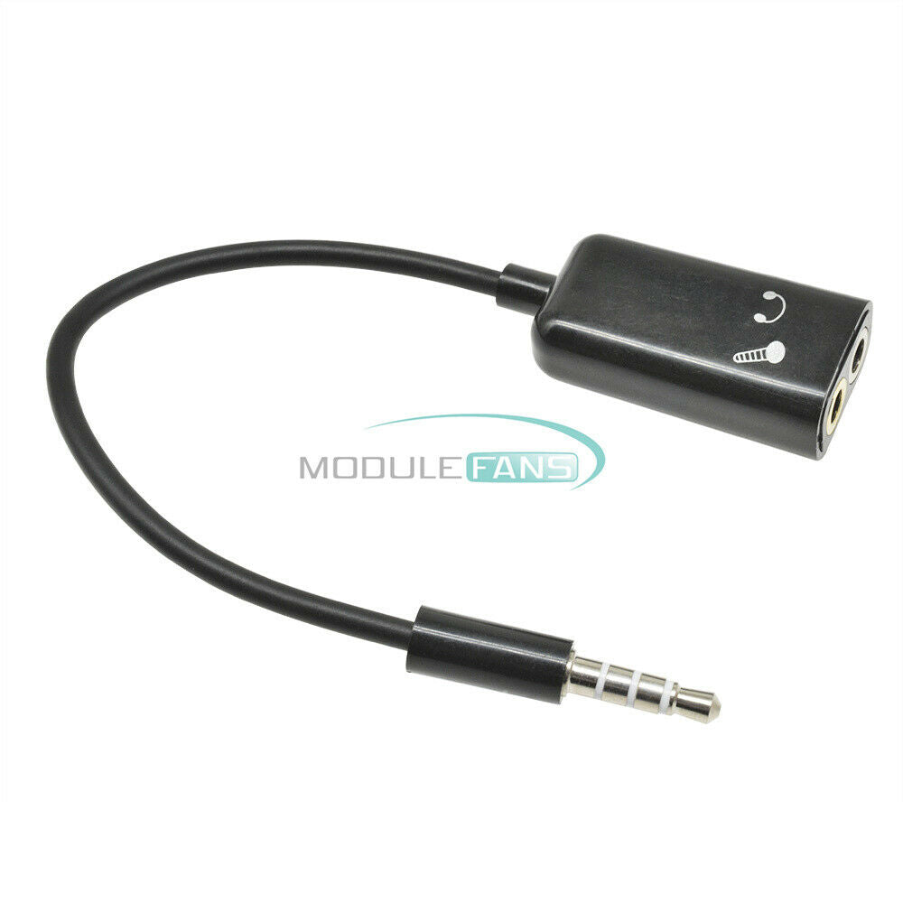 3.5mm Splitter Audio Stereo Male To 2 Female AUX Earphone Mic Adapter Connector