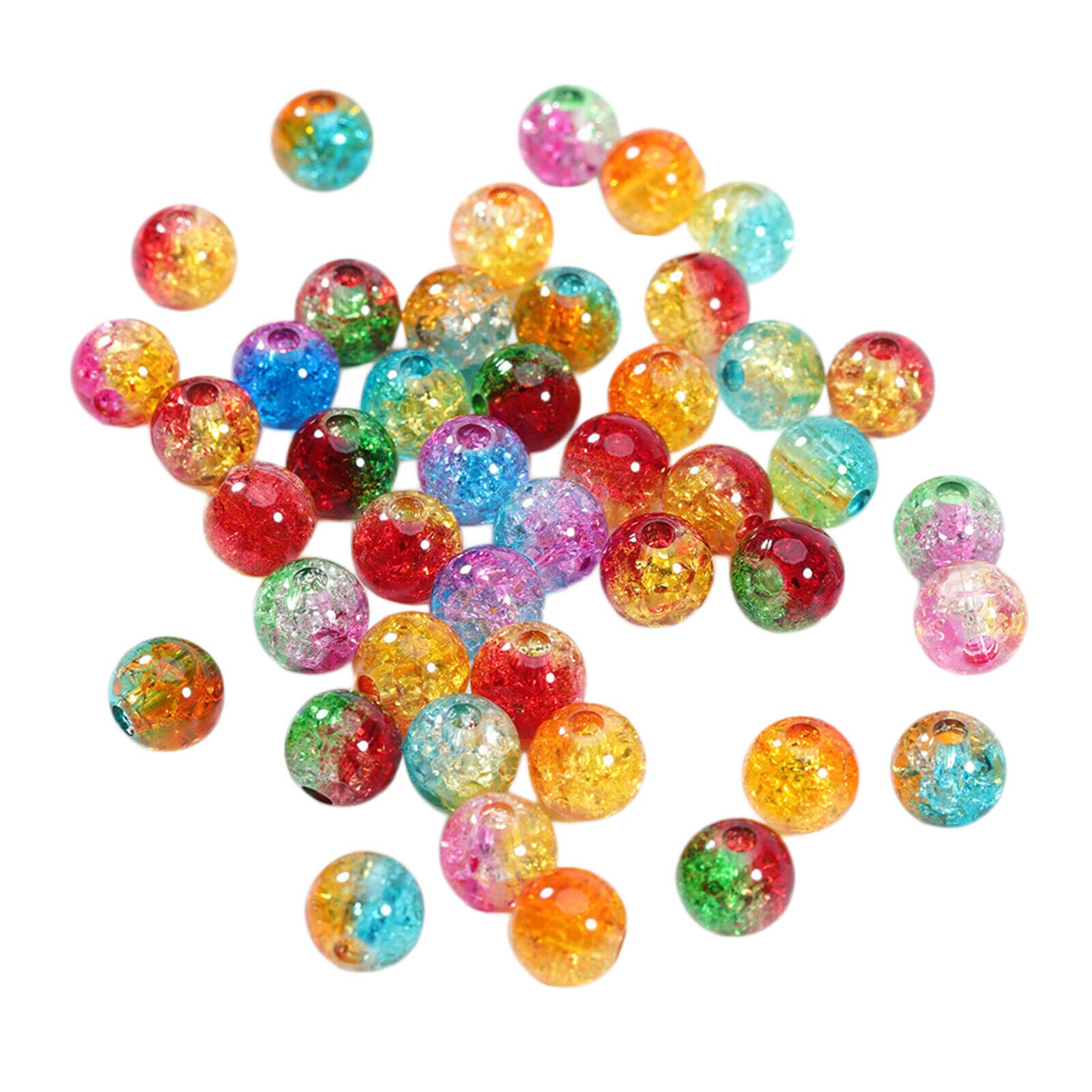 200x Round Crackle Beads 8mm Crackle Lampwork Bead for DIY Jewelry Supplies