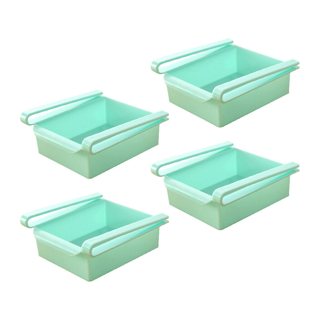 4 Pieces Refrigerator Drawer Crisper Shelf Kitchen Fruit Egg Storage Blue