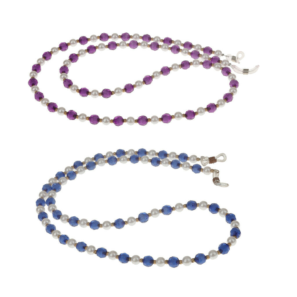 Pack of 2 Acrylic Eyeglass Neck Cord Women Beaded Reading Glasses Sunglasses