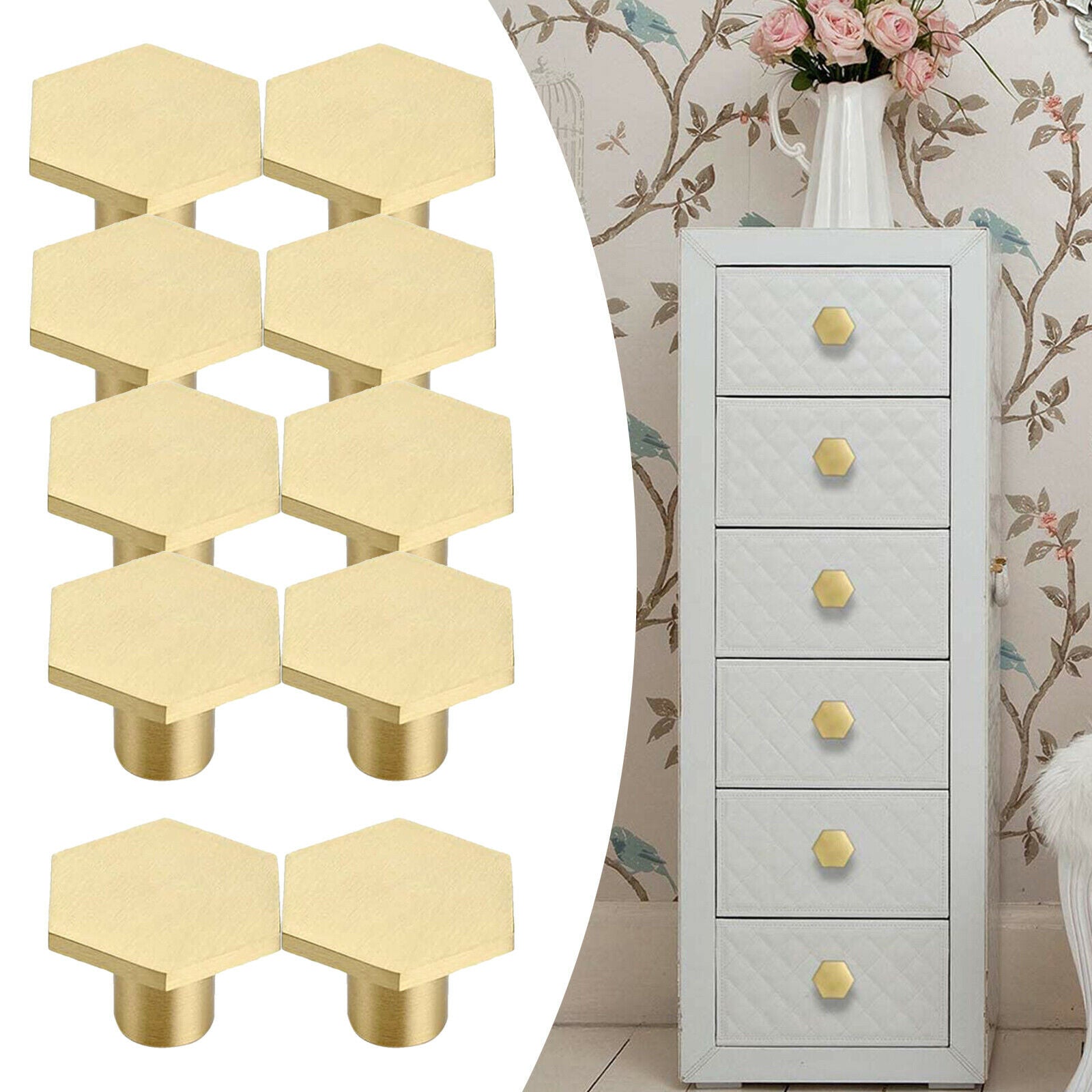 10x Solid Brass Cabinet Knobs Dresser Drawer Wardrobe Pull Handles Kitchen