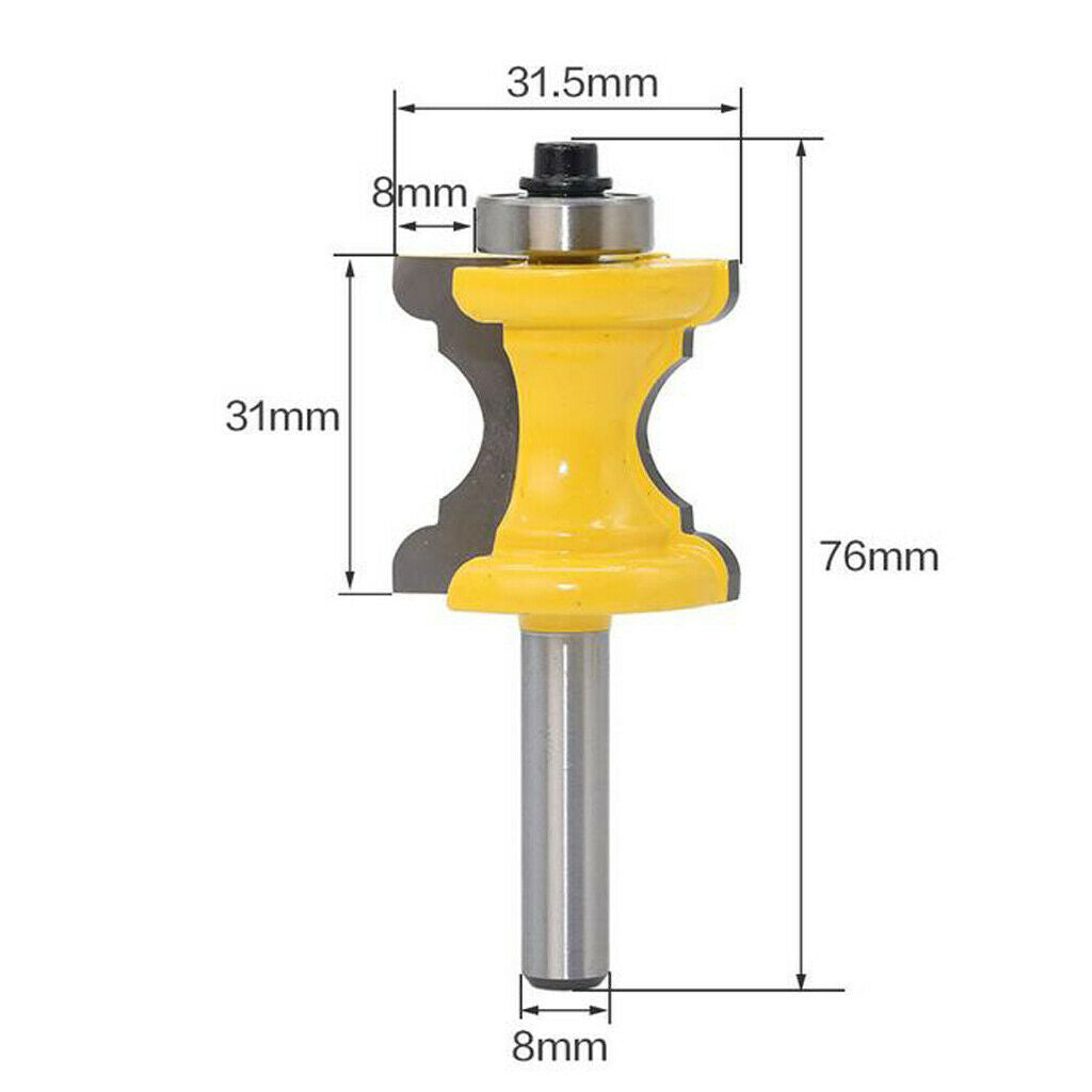 Bullnose Bead Column Face Molding Router Bit 8mm Shank Edging Cutter Tool