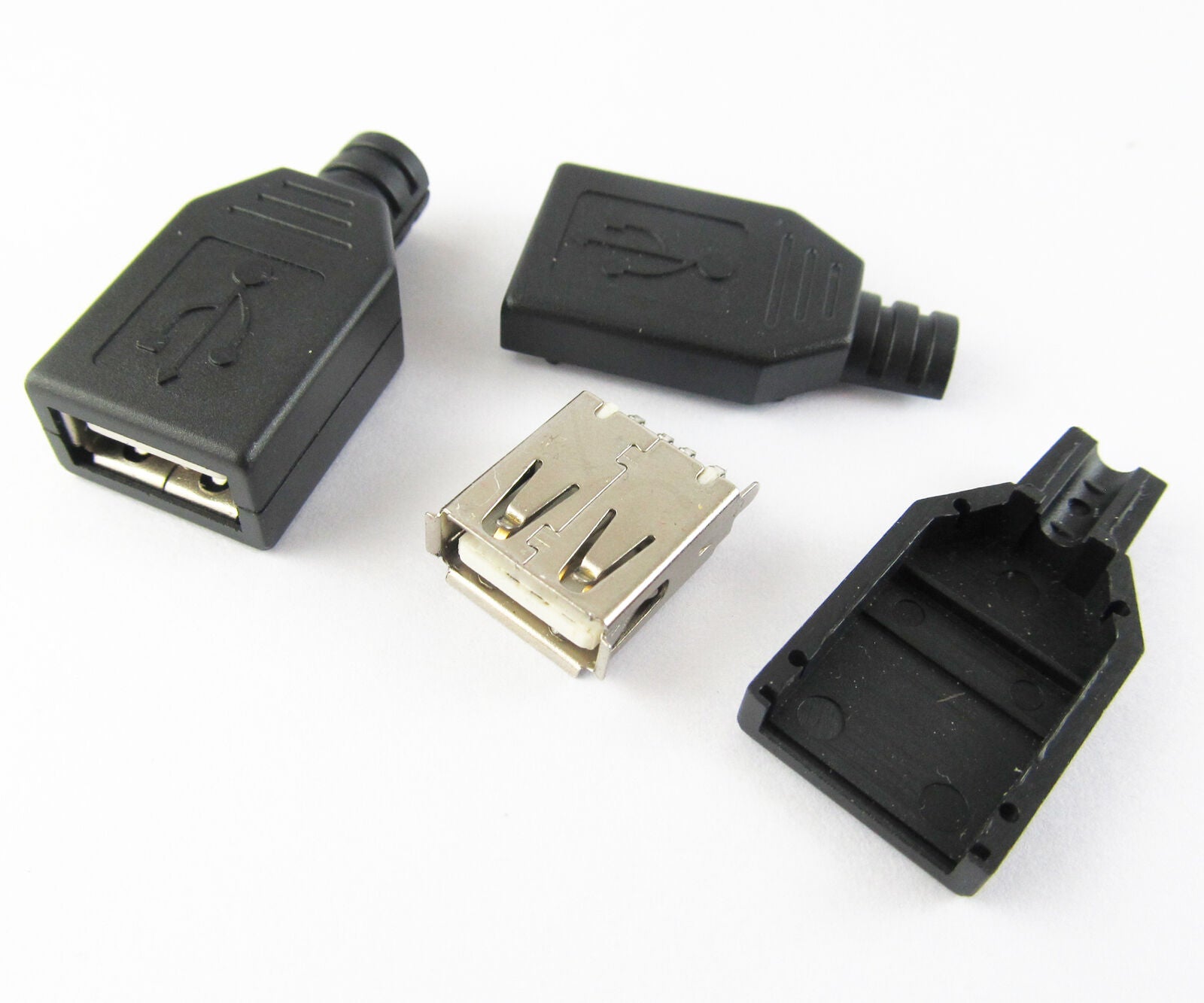 100sets  Plastic Cover A Type USB 2.0 USB 4Pin Female Jack Socket Connector