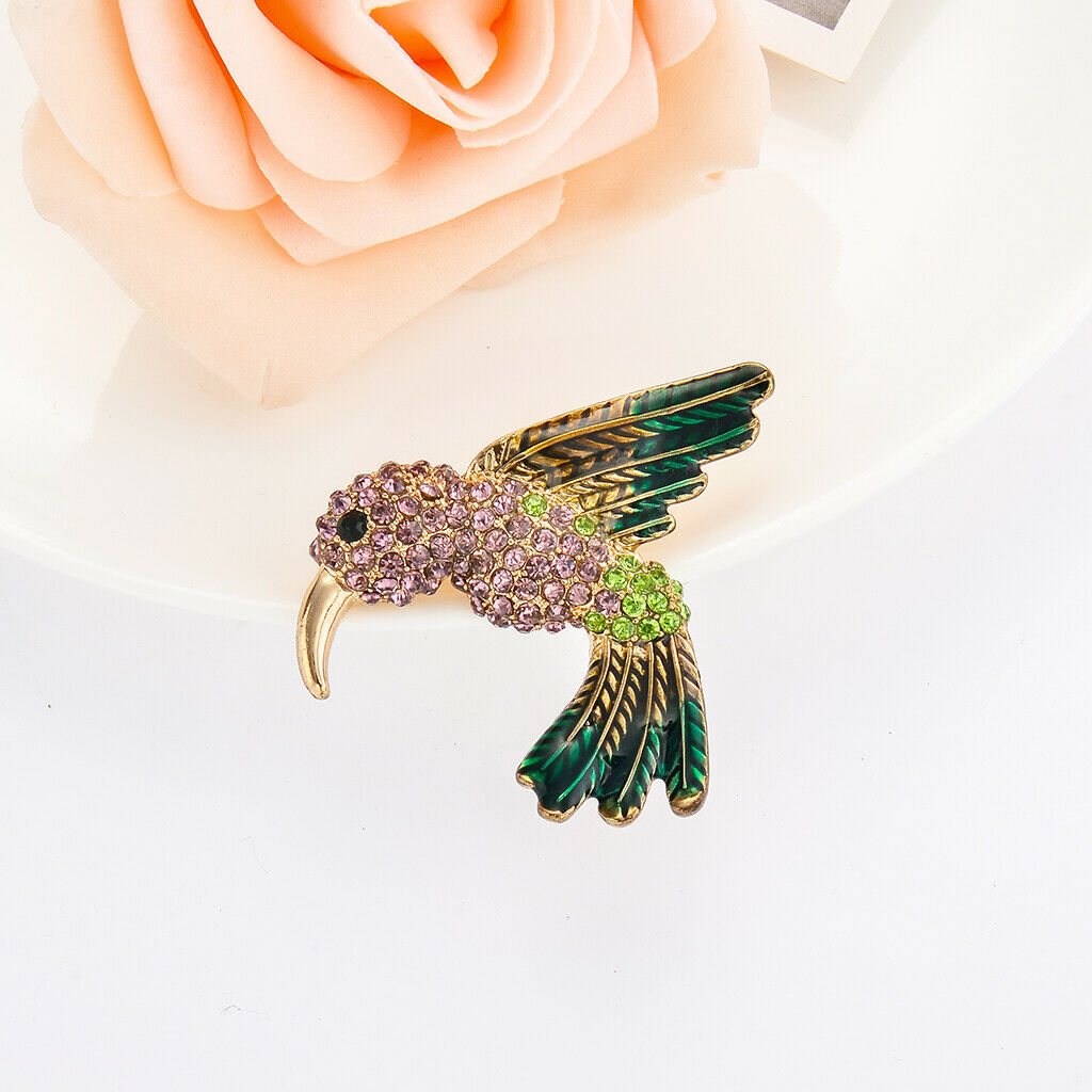 Korean Diamond Crystals Lovely Children Humming Bird Brooch Pin Ornaments