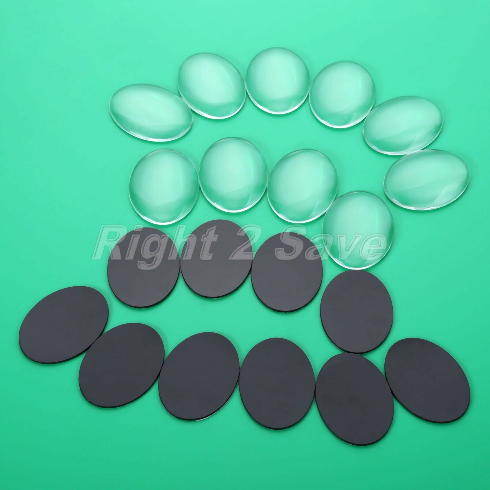 10 Sets Oval Shaped Dome Glass Cabochon & Fridge Magnetic Stickers Home Decor