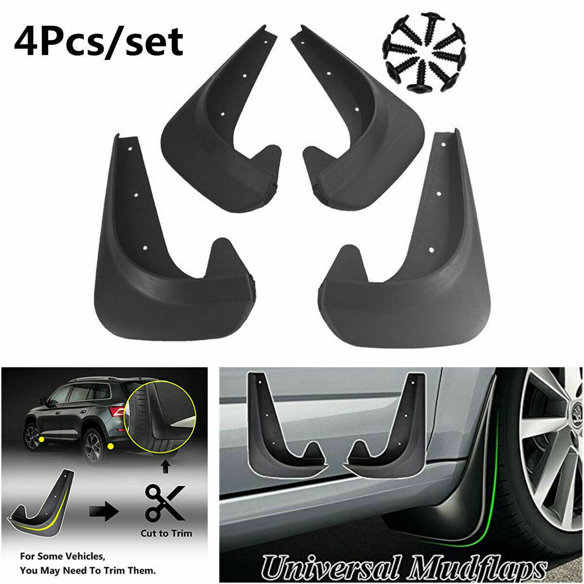 4Pcs High Grade EVA Plastic Fender Splash Guards Mud Flaps Mudflaps For Car SUV
