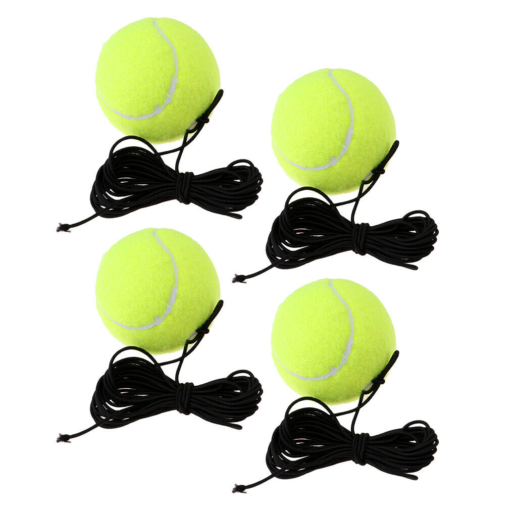 4x Rubber Tennis Rebounder Balls with String Tennis Training Ball Aids Tools