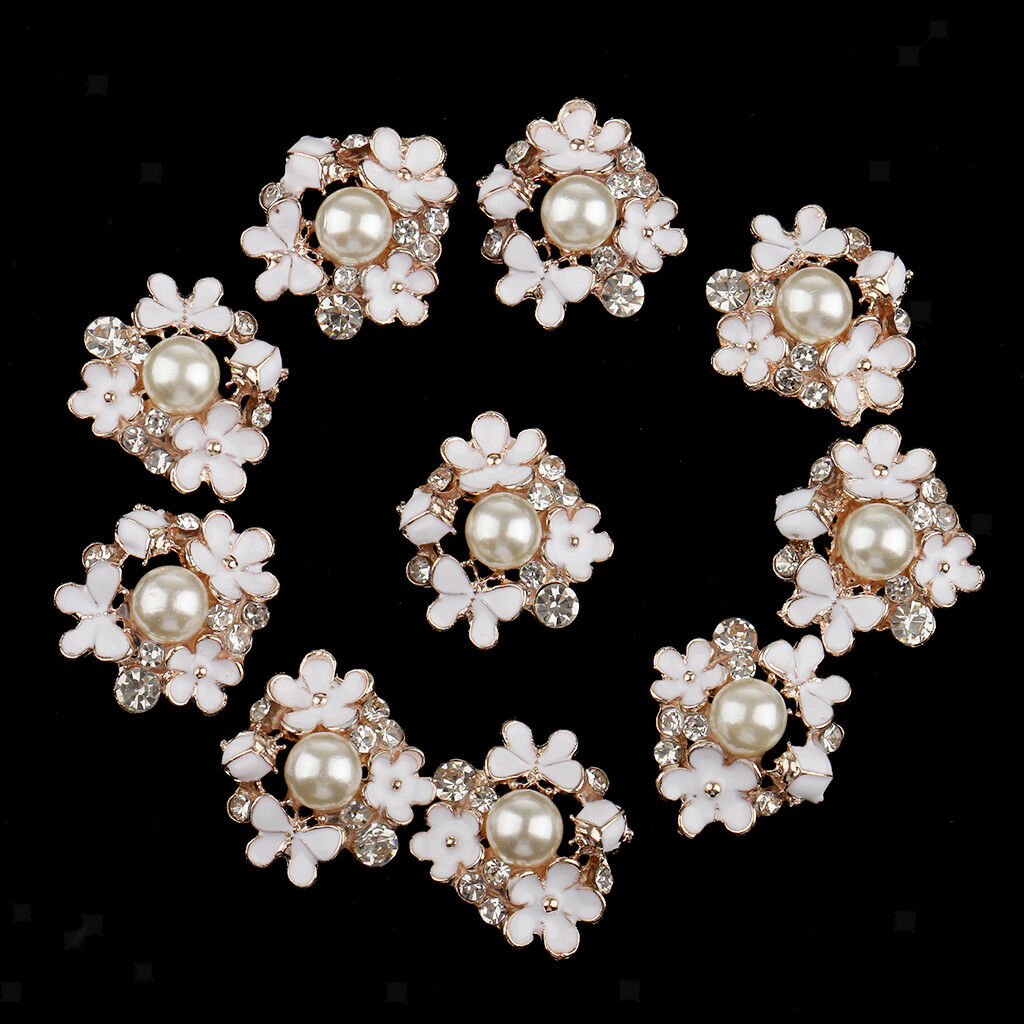 10x Alloy Crystal Flower Embellishment for Cell Phone Case Garment Deco Kit