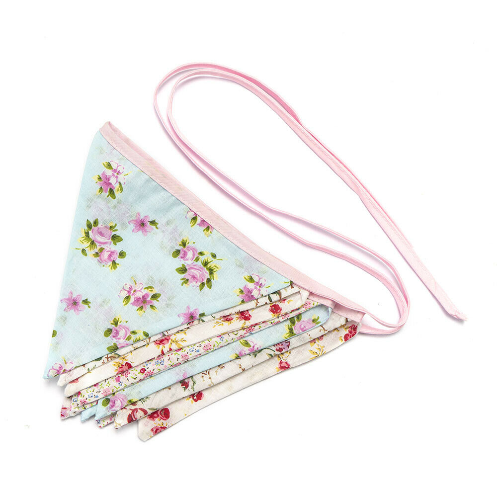Fabric Bunting Wedding Birthday Party Christening Shabby Chic Handmade Ornaments