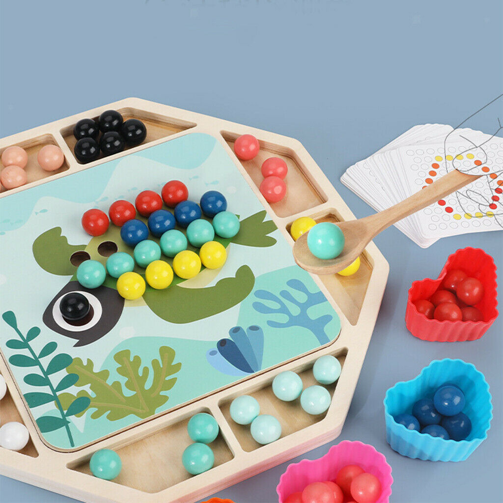Wood Beads Game Board Early Children Preschool Toddler Toys Matching Game
