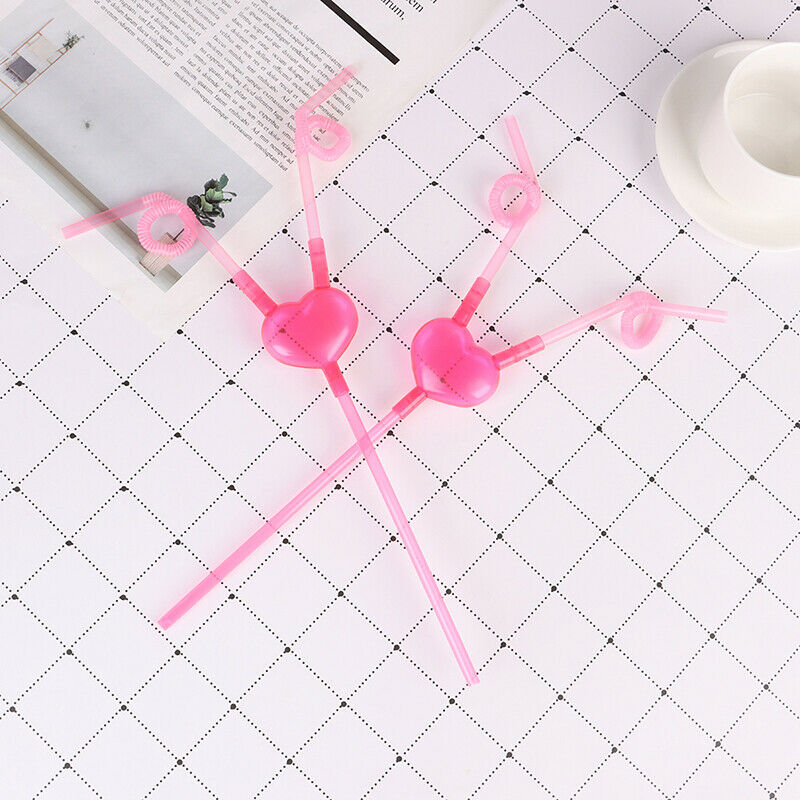 Love Heart Double Straw Unique Flexible Drinking Tube Straws Bar Accessor.l8