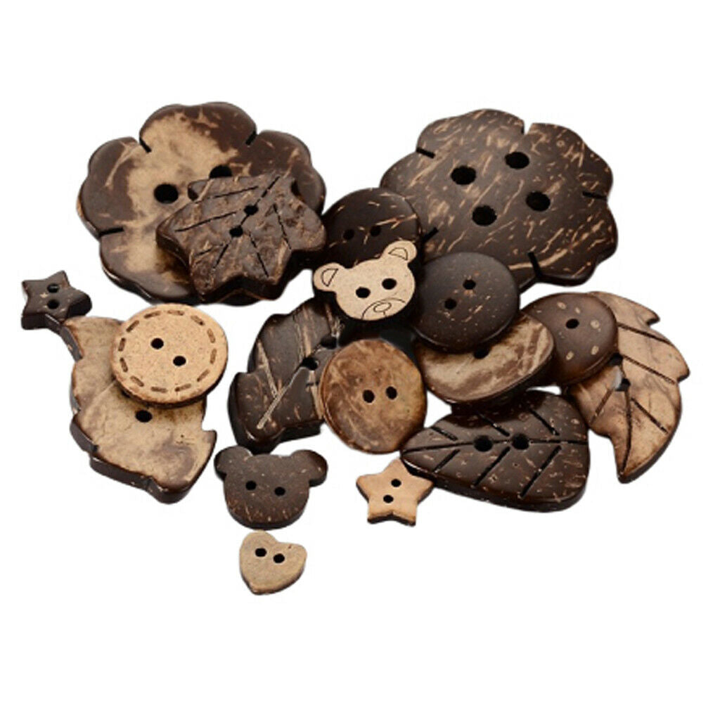 100x Coconut Shell Wood Button Wooden Sewing Decor 2/4 Holes Accessories Lot