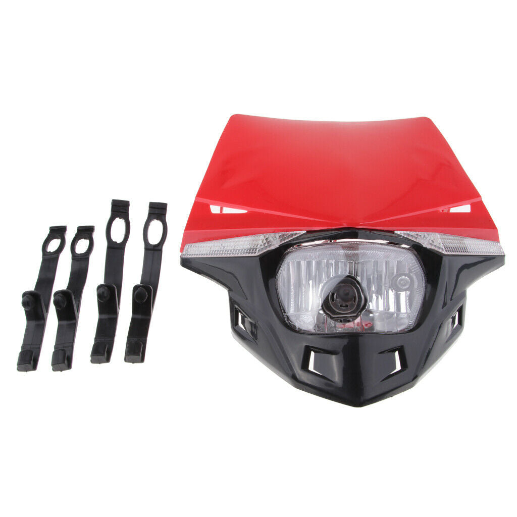 Headlight Fairing MX Dirt Bike Cross-country Dual Sport Lamp For  Red