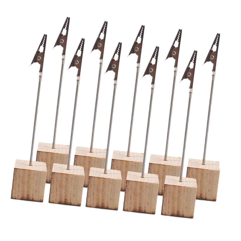 10Pcs Rustic Wood Card Holders with Clips Memo Holder Stand Card Photo Picture