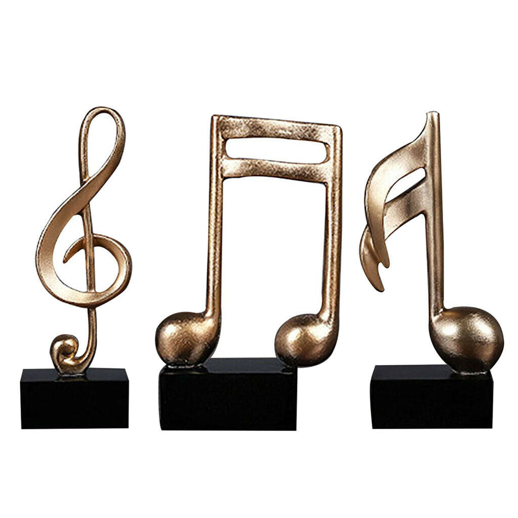 Golden Craft Musical Notes Sculpture Modern Abstract Statue Indoor Art Decor