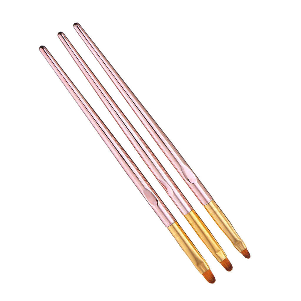 3Pcs Flat UV Gel Brushes Nail Art DIY Acrylic Painting Brush Manicure Tools