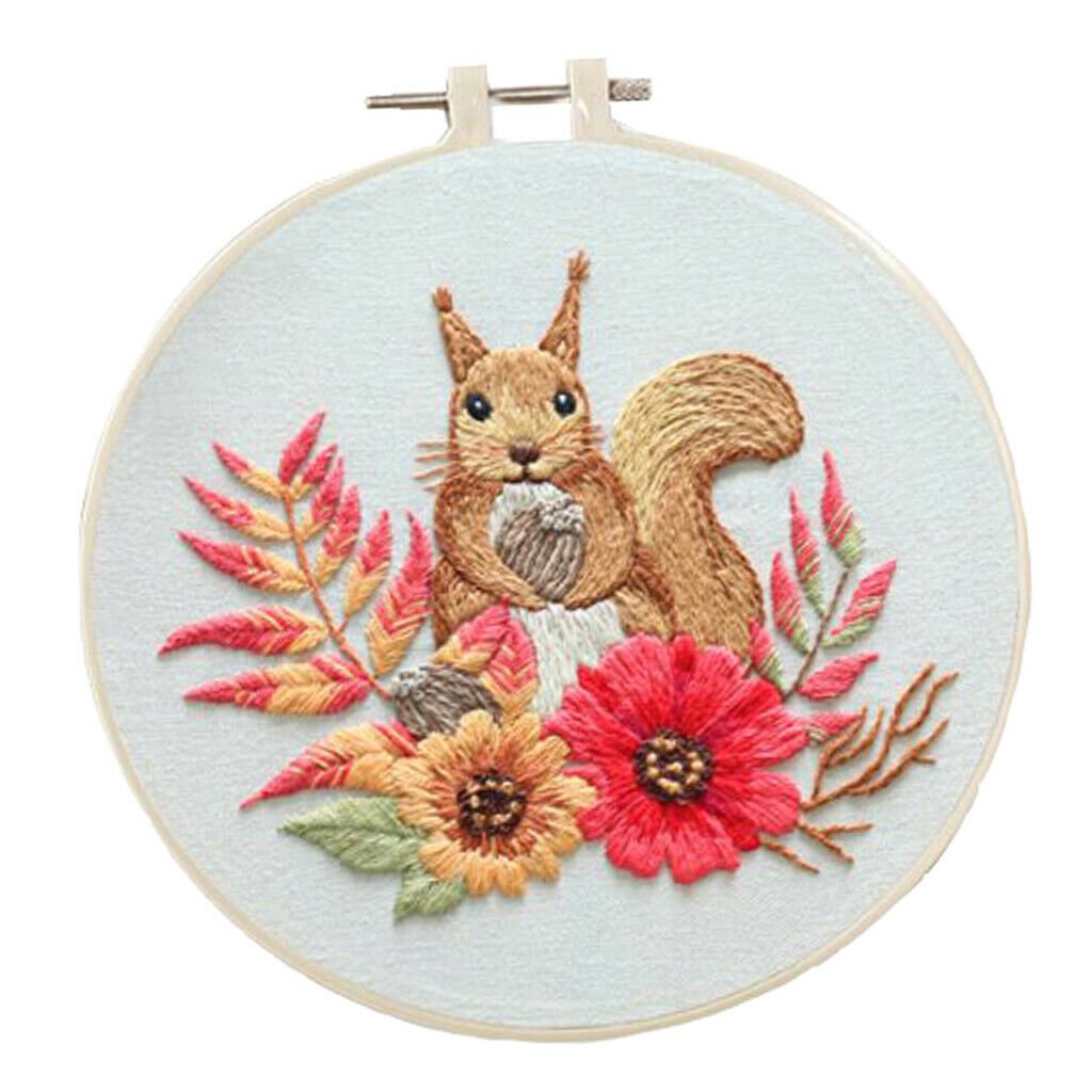 Flower Squirrel Embroidery Kit Chinese Cross Stitch Needles Needlework Kits