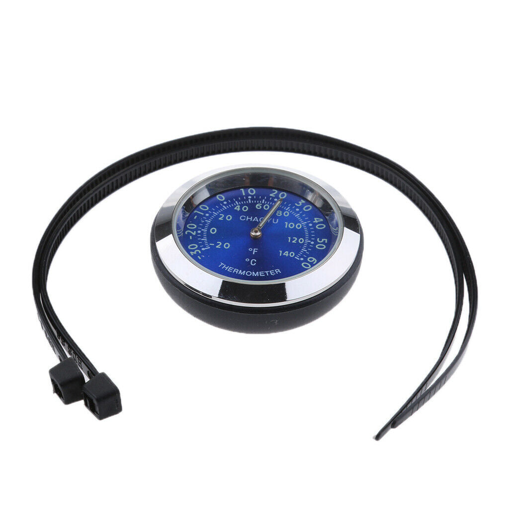 2pcs Motorcycle Bike Dial Meters - Thermometer Hygrometer Waterproof - Blue