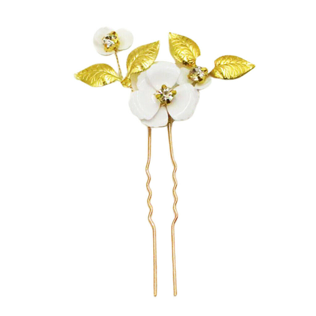 Foral Bridal Hair Clip With Imitation Pearls U Shape Jewelry For Wedding Party