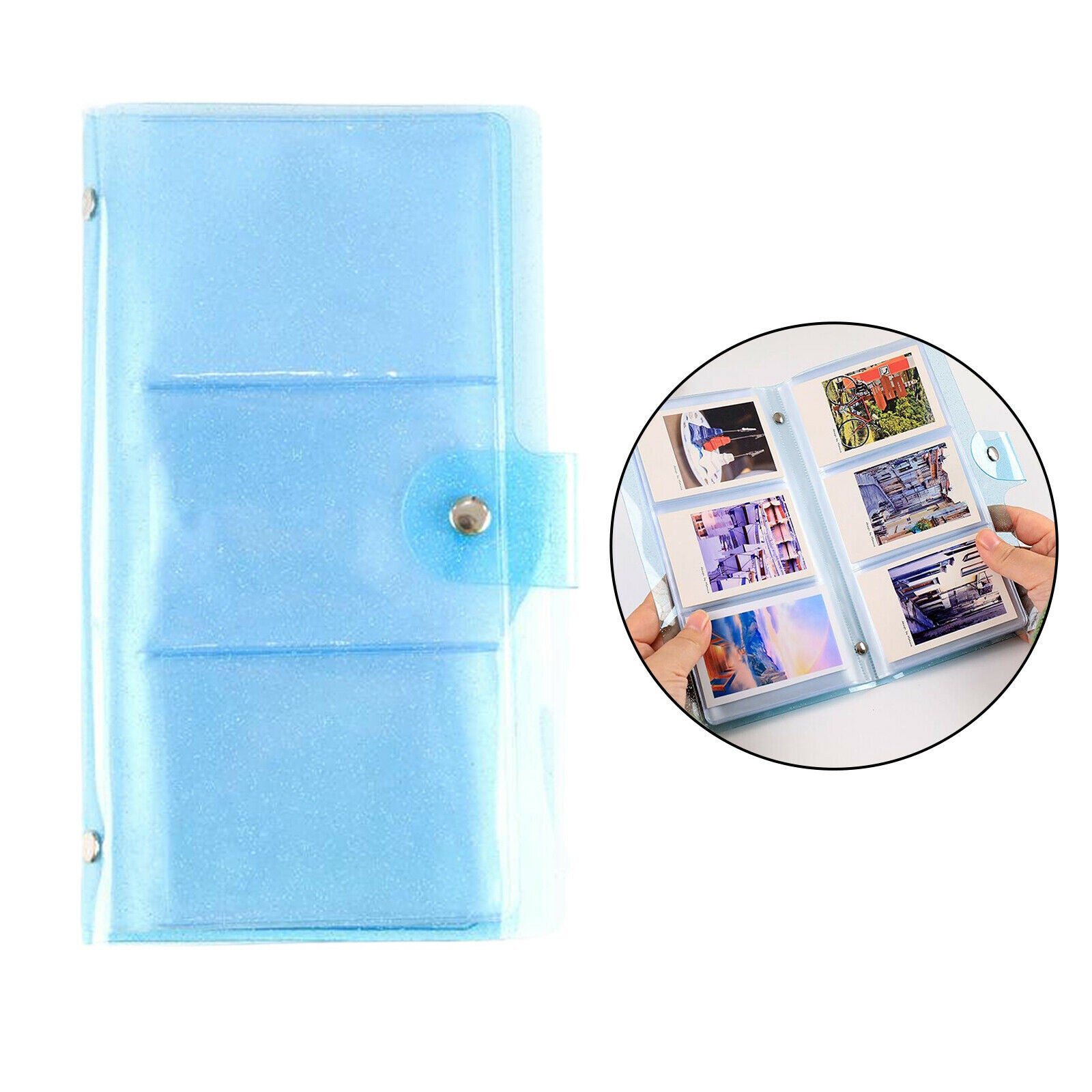 Pockets Photo Album for Instax Mini Prints Holds 72 Photos Jelly Color Blue