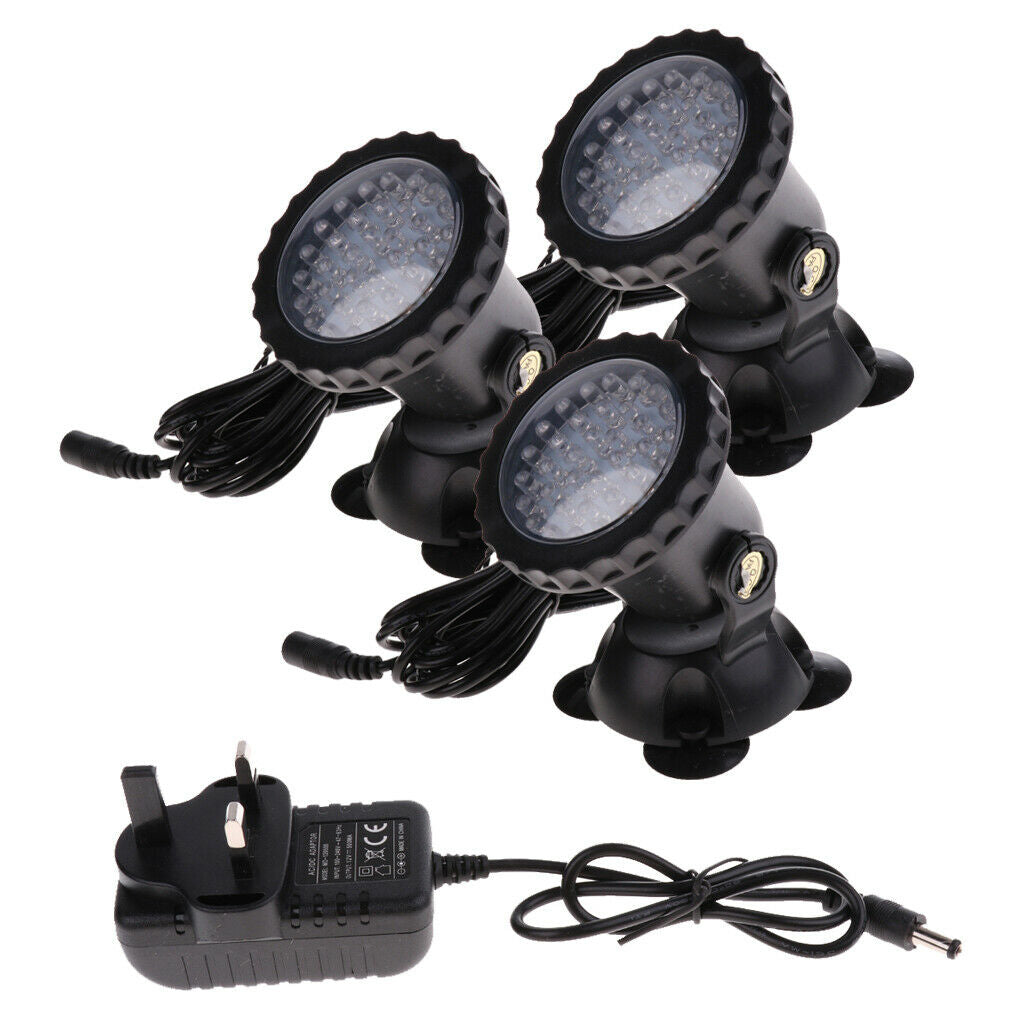 3pcs 36LED 7-Color Underwater SpotLight Waterproof Aquarium Pond Fish Tank Lamp