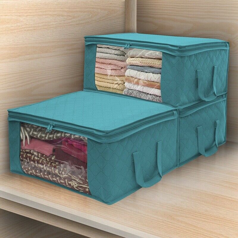 3PC Quilt Storage Bag with Lid,Foldable Dust-Proof Storage Box,Large-CapacitU9H2