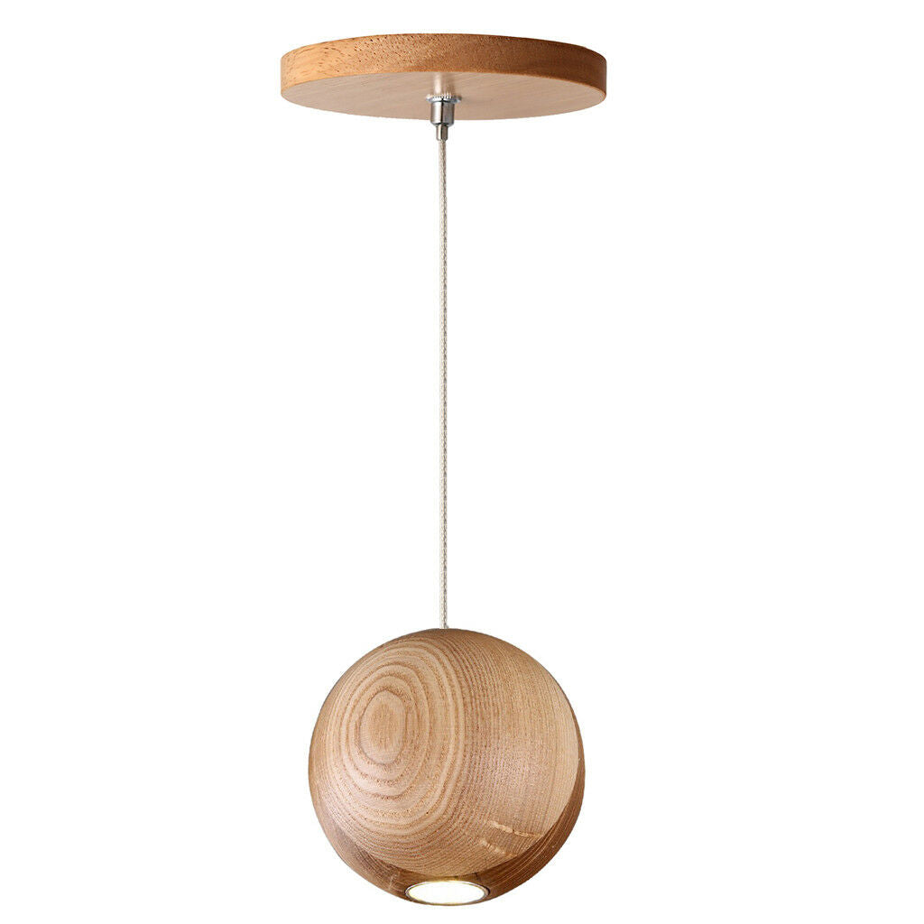 Dia.10cm Wooden Ball-shape Ceiling Pendant Lamps Shop Restaurant DIY Light