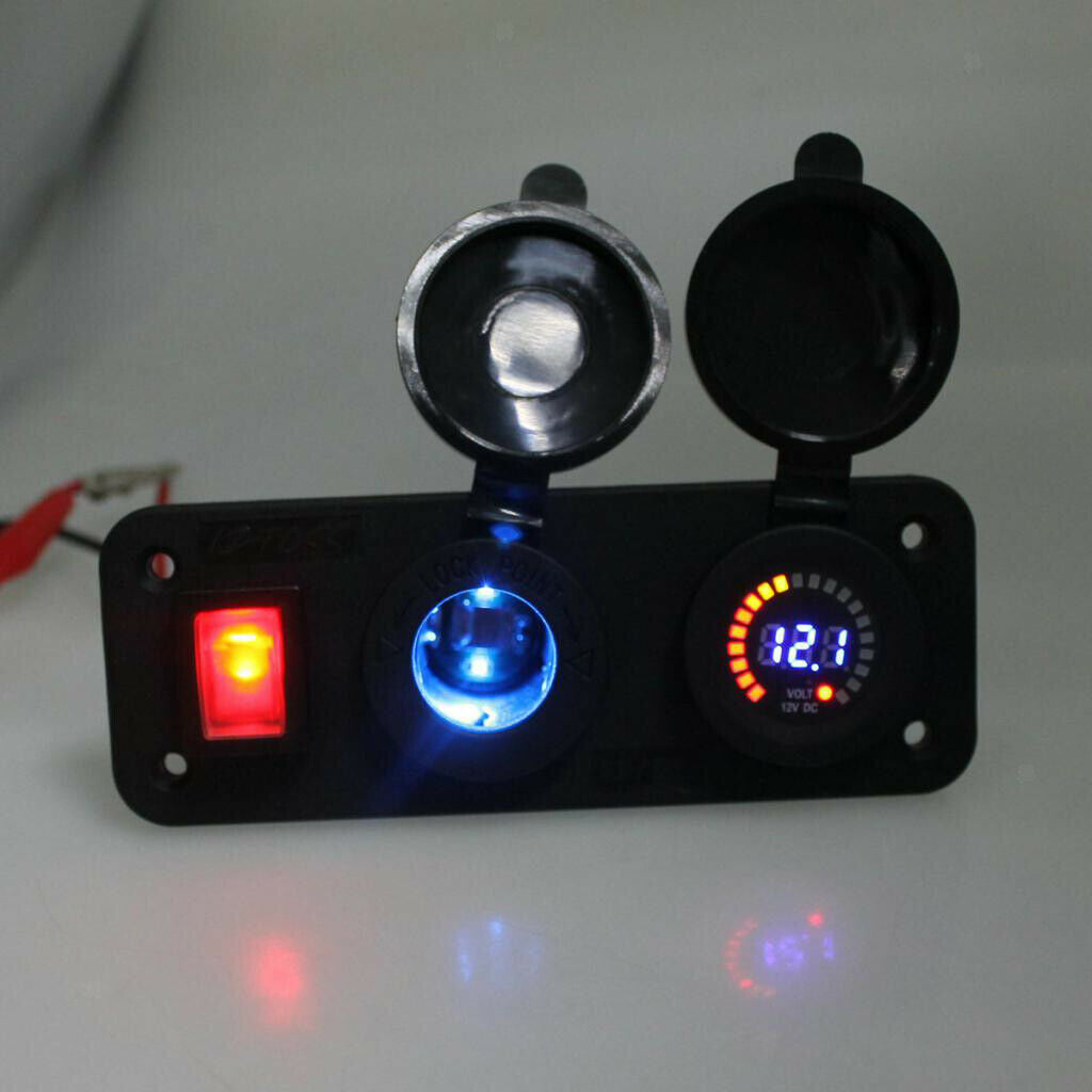 Waterproof Car Marine Boat Cigarette Lighter Socket & Voltmeter with Switch