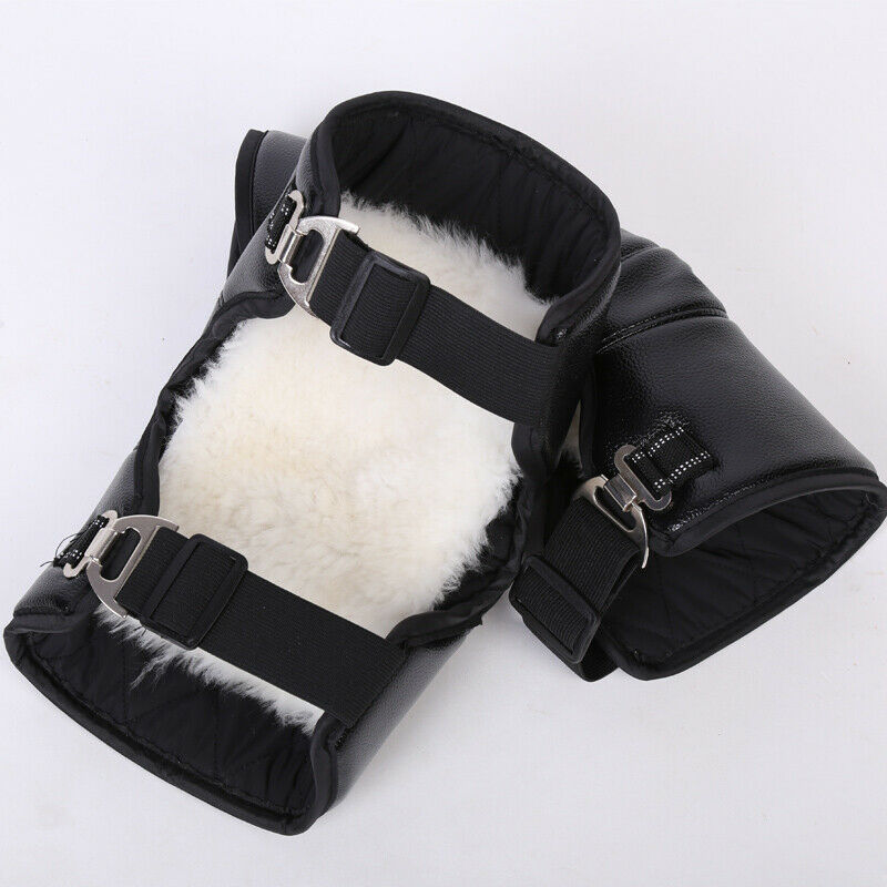 Sheepskin Wool Thermal Knee Joints Warmers Flexible PU Winter Pads Protector New