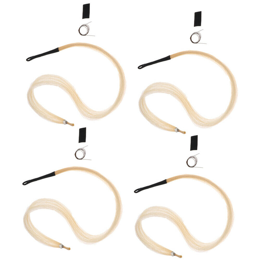4x Erhu Bow Horse Hair Mongolia Tail Violin Viola Cello Parts Fine Ductile