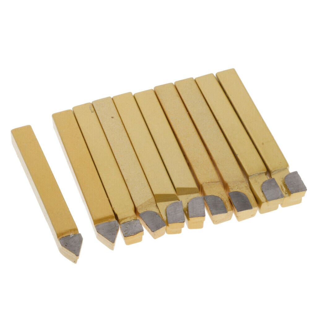 10Pieces Carbide Tip Tipped Bit Set Tools for CNC Lathe Turning Tool A