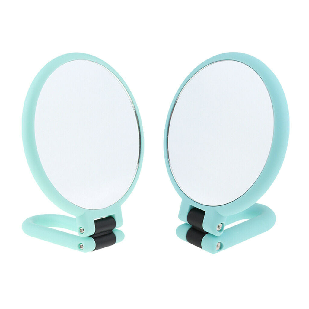 2PC Double Sided Folding Handheld Mirror - 3X/15X Magnification Travel Makeup