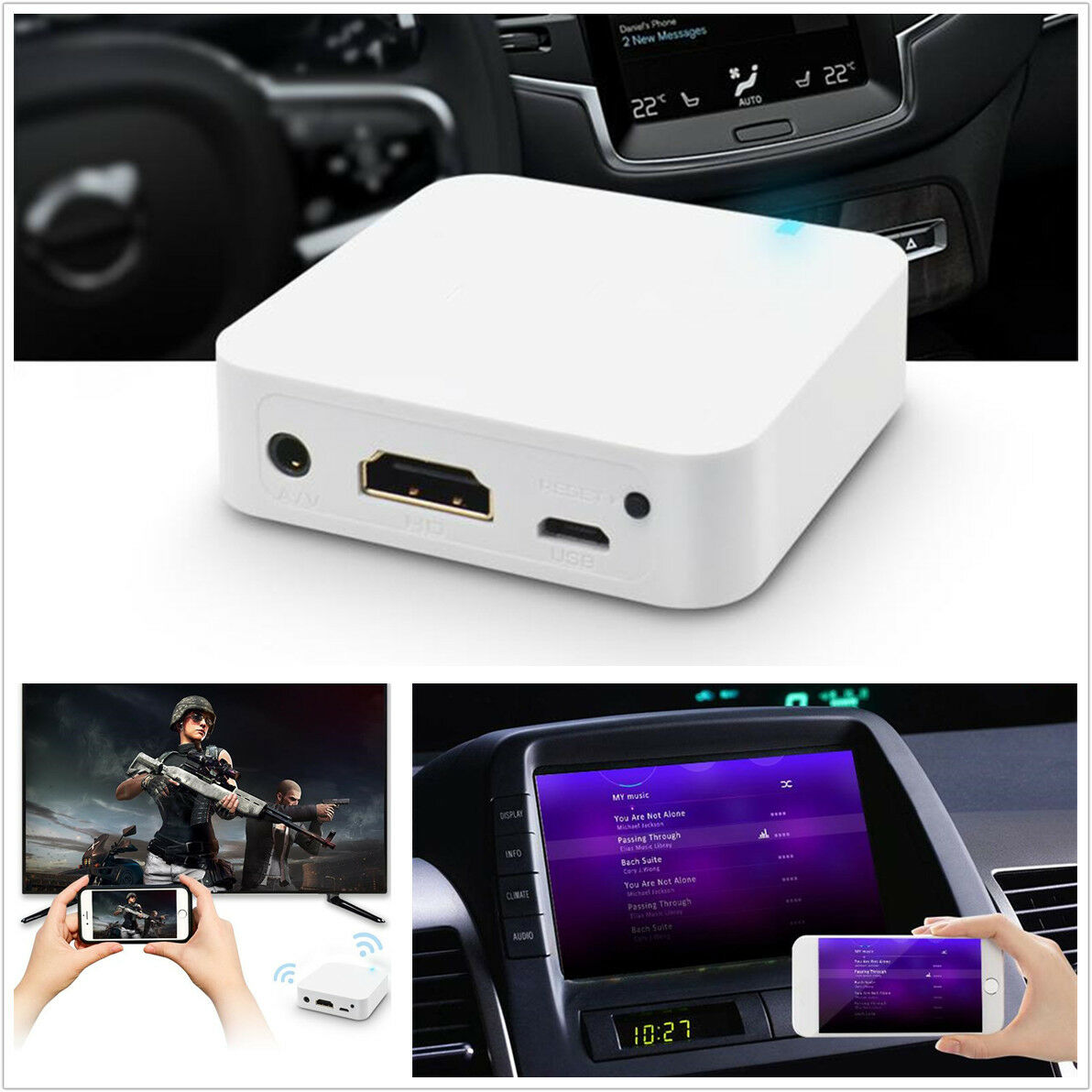 Car WiFi Display Mirror Link Box - Dongle Video DLNA Airplay for Android iOS