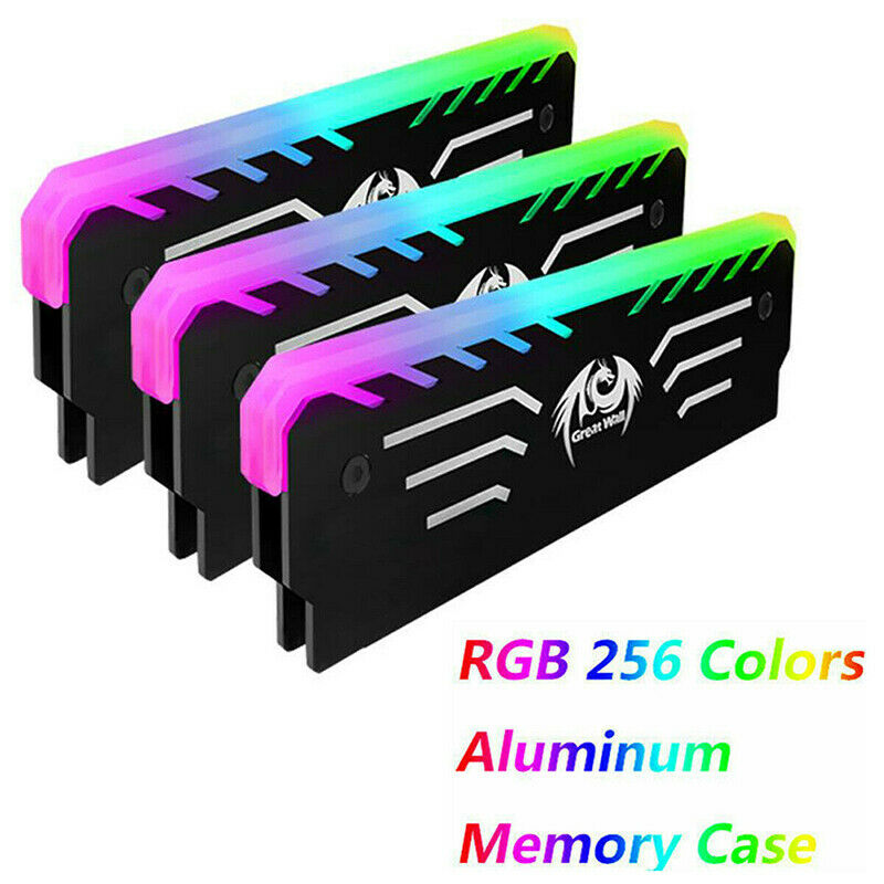 PC Memory RAM Cooler Cooling Vest Heat Sink 256 RGB Light Aluminum H_DD