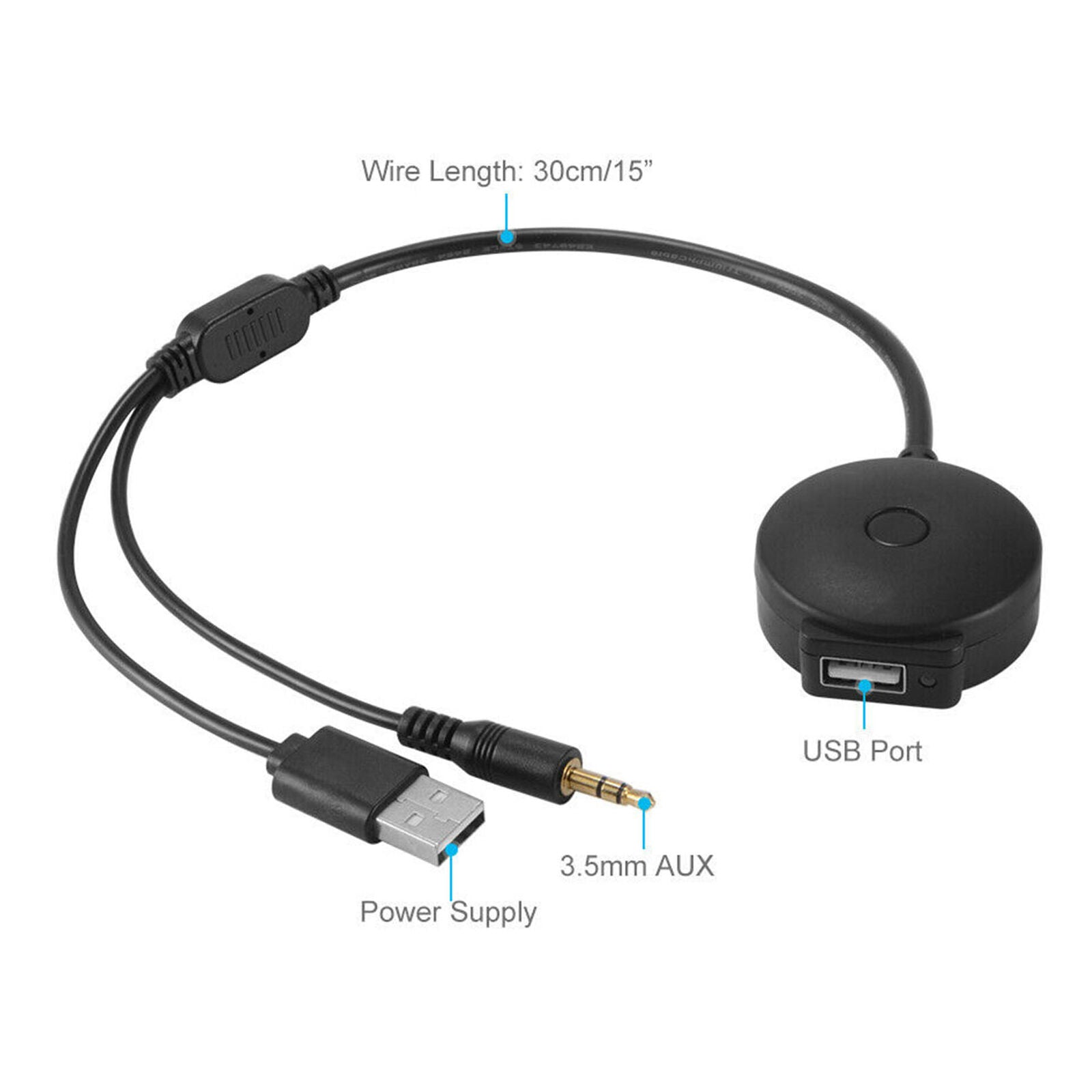 Car 3.5mm Bluetooth 4.0 Audio AUX USB Music Adapter Cable For BMW & Mini Cooper