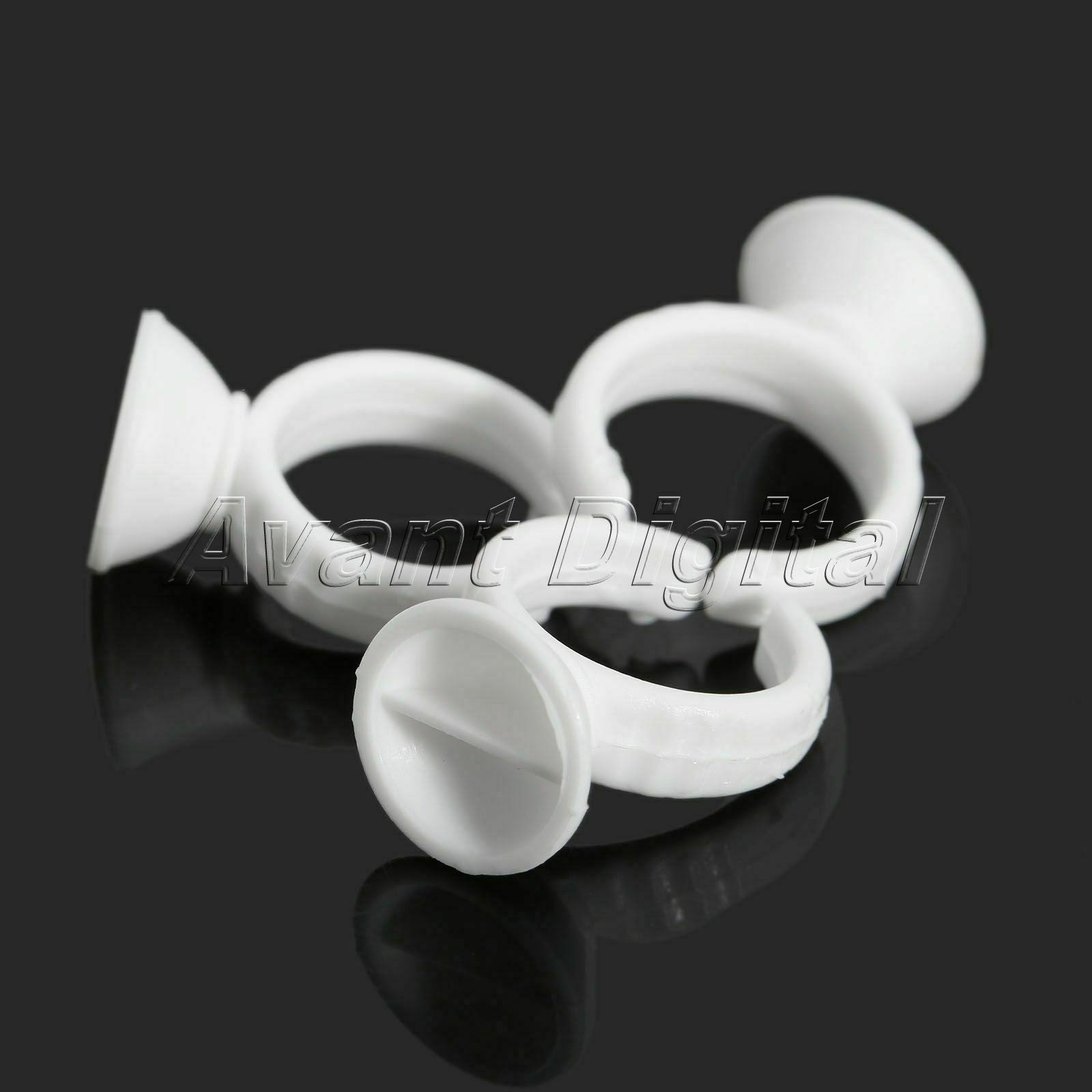 50Pcs White Plastic Tattoo Ink Cups Finger Ring Holders Permanent Makeup Tool