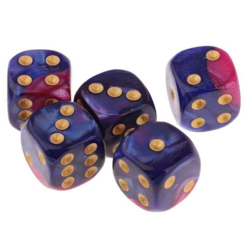 5Pcs 16mm 6 Sided Color Acrylic Dots Cubes Round Corner Kid Toys Digital Dice