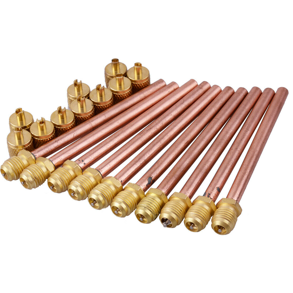 10x 1/4" OD 4" Service/Access Valve Stem Core Cap A/C Refrigeration Condenser An
