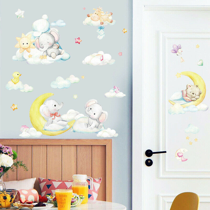 Sleeping Moon Elephant Bear Wall Stickers for Kids rooms bedroom Viny Dec XZBUA