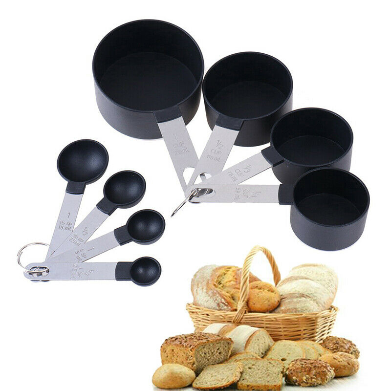 8Pcs/set Stainless Steel Measuring Cups and Spoons Set Kitchen Baking Gadget DD