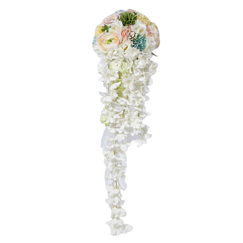Cascade Bouquet Wedding Bridal Bridesmaid Artificial Silk Hand Tied Flowers