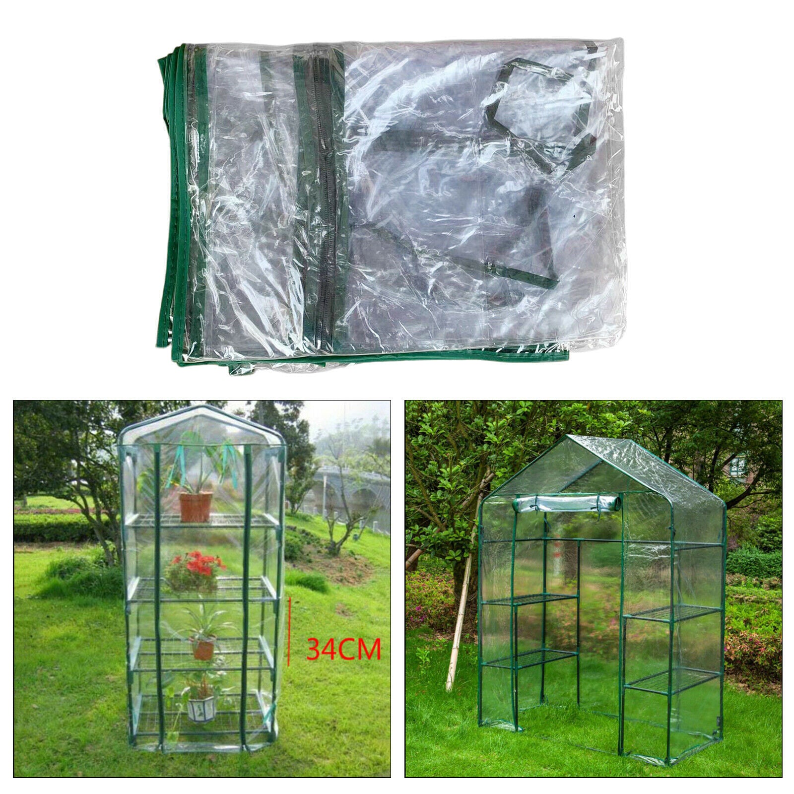 Portable PVC 69x49x158cm 4 Tier Plant Cover for Mini Greenhouse